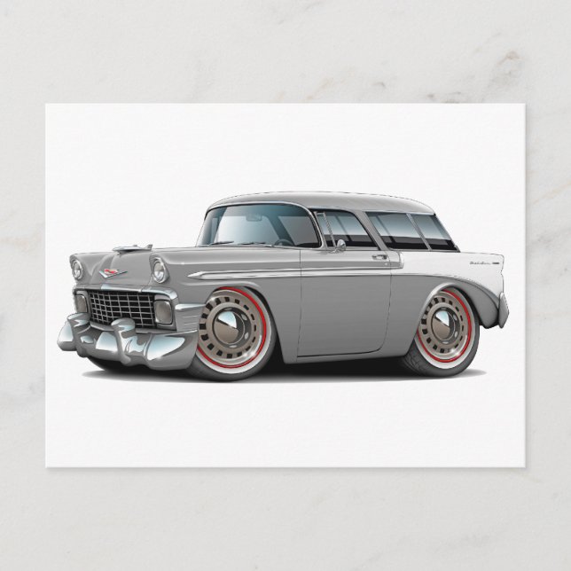 Postal Coche Nomad Gris-Blanco De 1956 (Anverso)