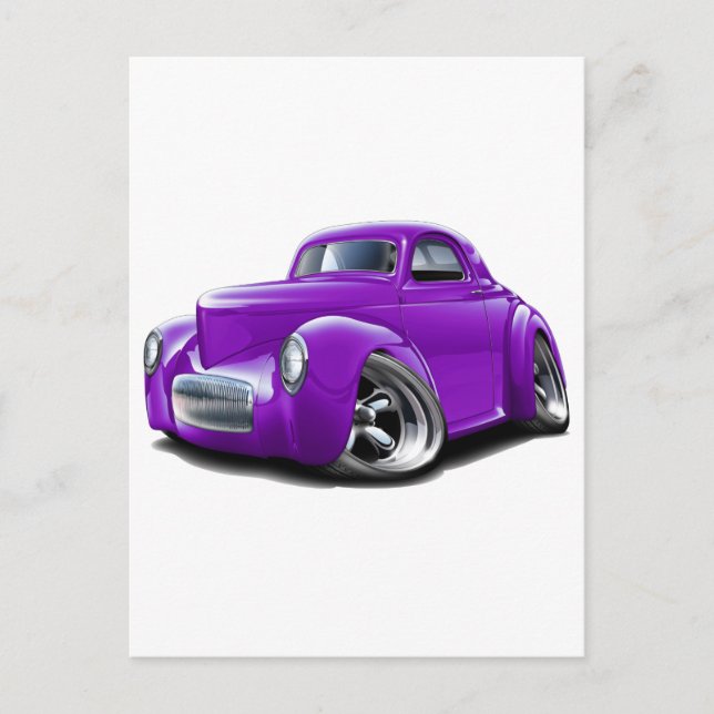 Postal Coche Purple de Willys 1941 (Anverso)