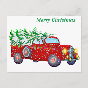 Postal Coche Red Retro Navidades