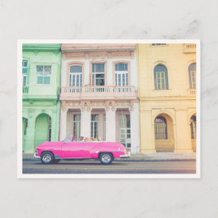 Postal Coche Retro Rosa La Habana Cuba en el Malecón Foto