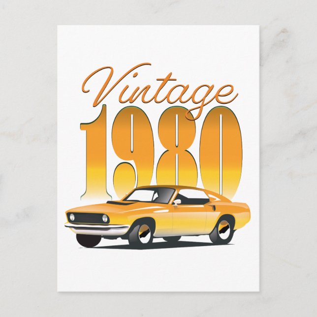 Postal Coche Retro Vintage 1980 (Anverso)