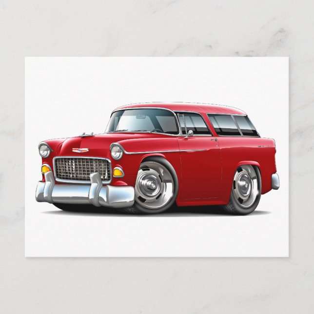 Postal Coche rojo Chevy Nomad 1955 (Anverso)