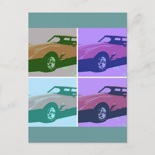 Postal Coche rojo clásico de 1979 (Anverso)