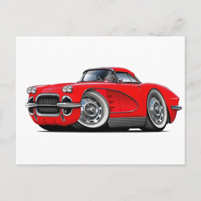 Postal Coche rojo Corvette 1962 (Anverso)