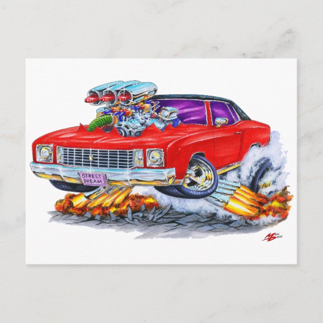 Postal Coche rojo Monte Carlo 1972 (Anverso)