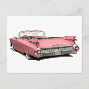 Postal Coche rosa Cadillac 1959