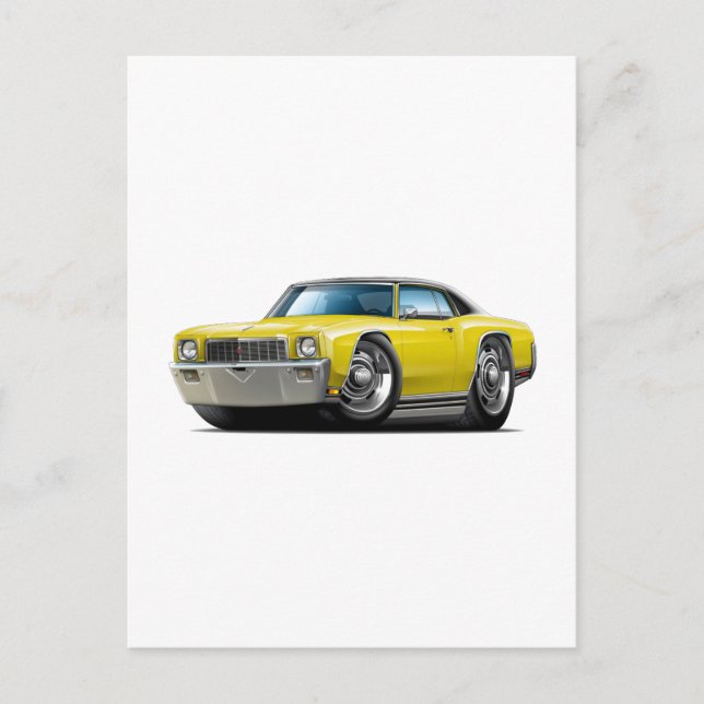 Postal Coche superior amarillo-negro de Montecarlo 1971 (Anverso)