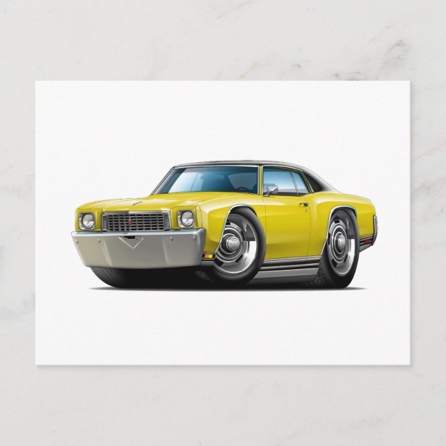 Postal Coche superior amarillo-negro de Montecarlo 1972 (Anverso)
