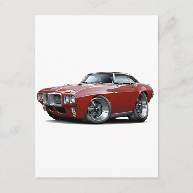 Postal Coche superior de Firebird Maroon-Black 1969 (Anverso)