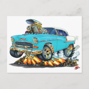 Postal Coche turquesa Chevy Belair 1955