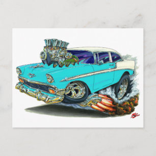 Postal Coche turquesa Chevy Belair 1956