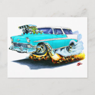 Postal Coche turquesa Chevy Nomad 1956