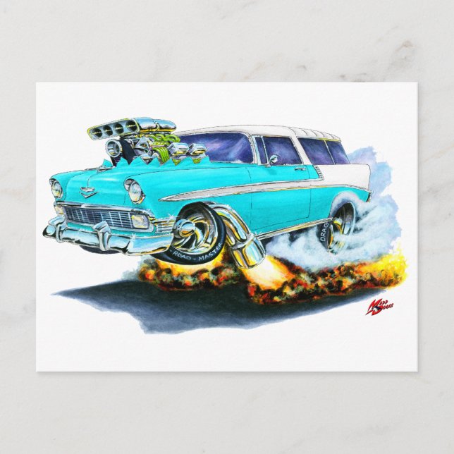 Postal Coche turquesa Chevy Nomad 1956 (Anverso)