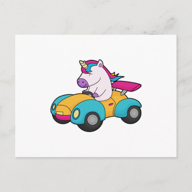 Postal Coche Unicornio (Anverso)