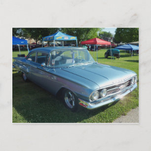 Postal Coche verde antiguo