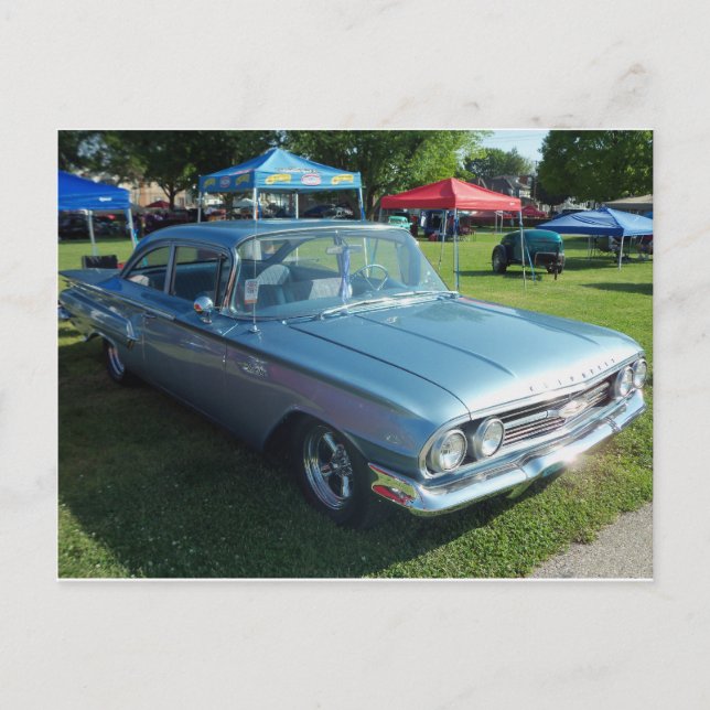 Postal Coche verde antiguo (Anverso)