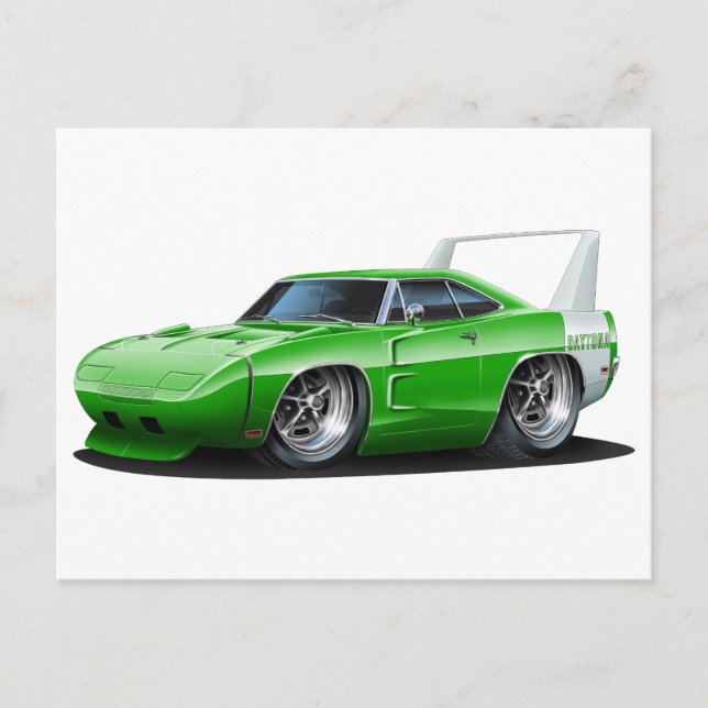 Postal Coche verde Dodge Daytona (Anverso)