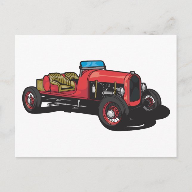 Postal Coche viejo (rojo) (Anverso)