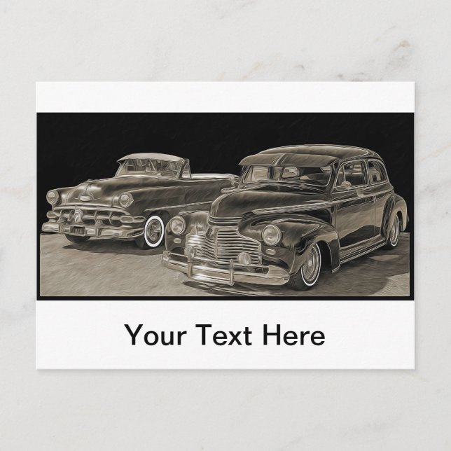 Postal Coches antiguos (Anverso)