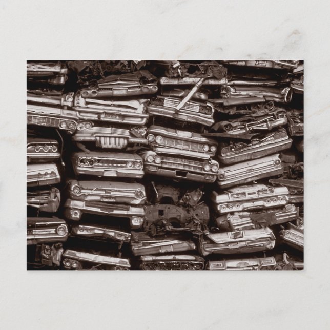 Postal Coches apilados, 1973 (Anverso)