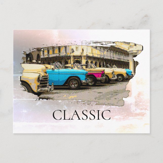 Postal *~* Coches clásicos de época retro (Anverso)