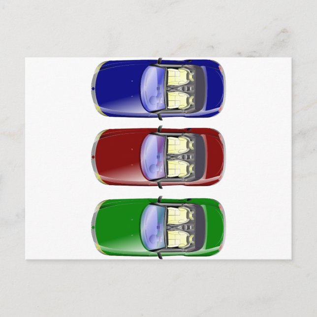 Postal Coches coloridos (Anverso)