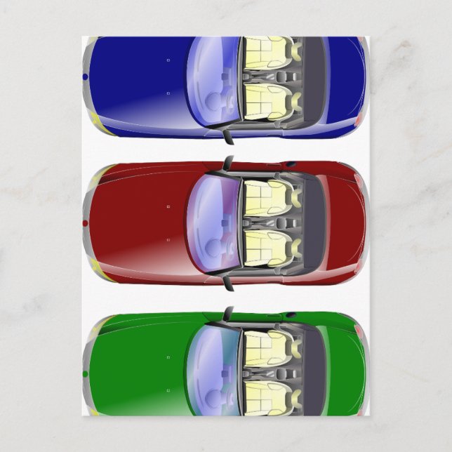 Postal Coches coloridos (Anverso)