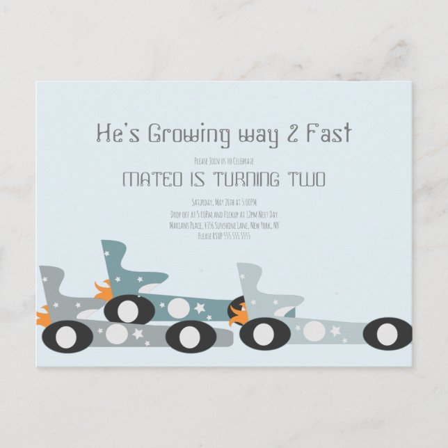 Postal Coches de Carreras Retro Estrellas de la Luna Fies (Anverso)