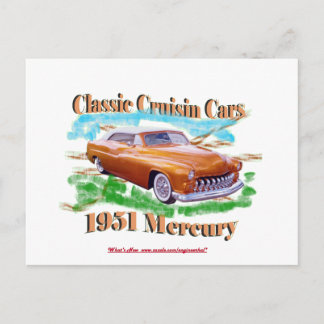 Postal Coches de crucero clásicos 1951 Mercurio