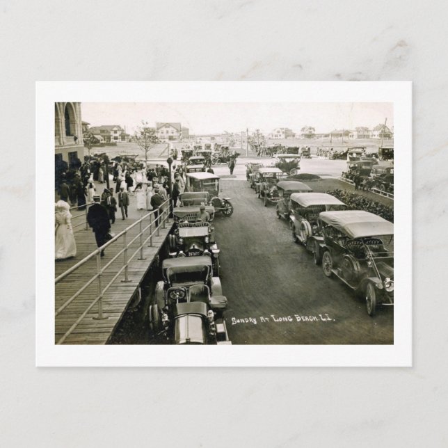 Postal Coches en un domingo ocupado, Long Beach, NY Vinta (Anverso)