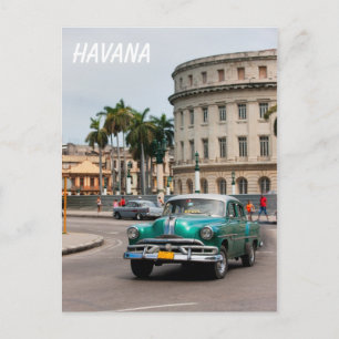 Postal Coches retro en la calle de La Habana