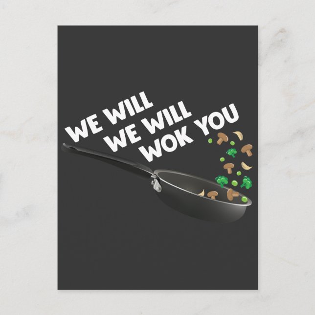 Postal Cocina asiática divertida Cocina Pun Cook Wok Chef (Anverso)