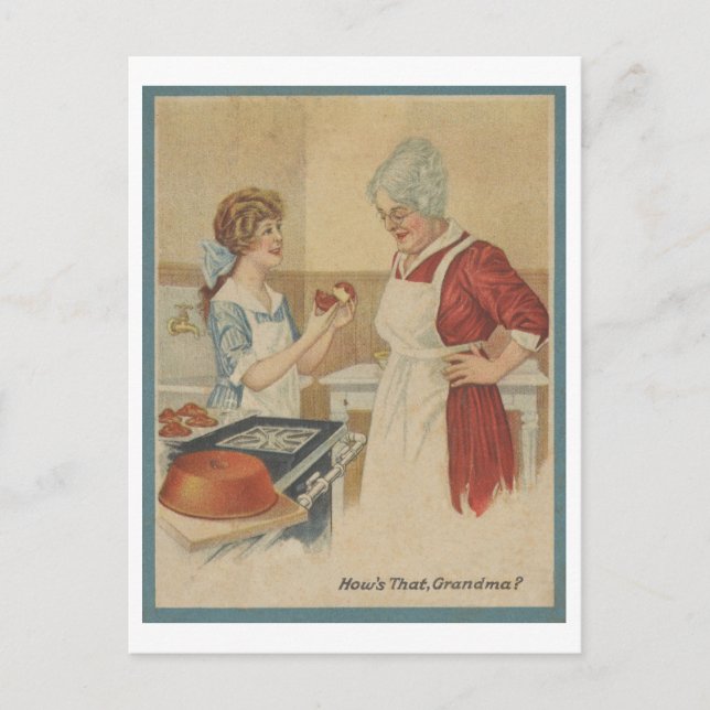 Postal Cocina con el ilustracion de hornear de la abuela  (Anverso)
