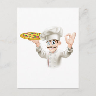 Postal Cocina con una sabrosa pizza