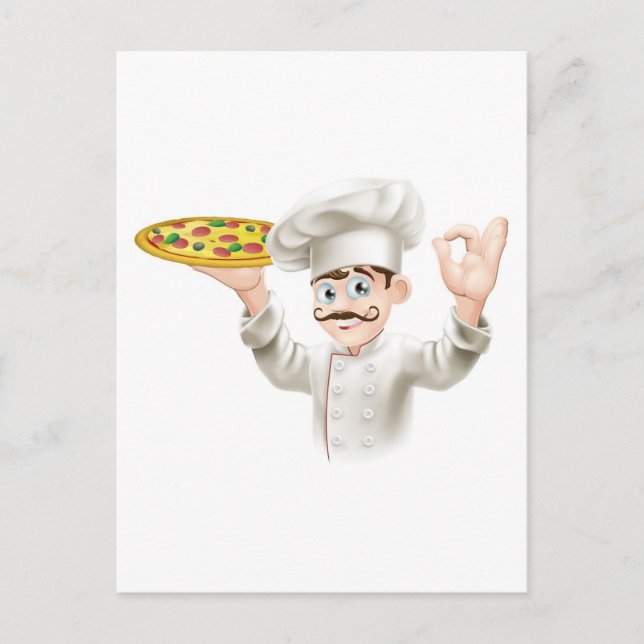 Postal Cocina con una sabrosa pizza (Anverso)