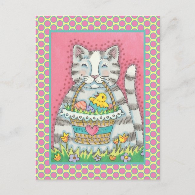 POSTAL COCINA DE KITTEN Y HUEVO DE PASTEL, FESTIVIDAD DE  (Anverso)