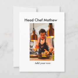 Postal Cocina del chef añada nombre de texto hombres pana