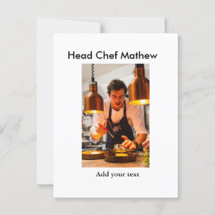 Postal Cocina del chef añada nombre de texto hombres pana