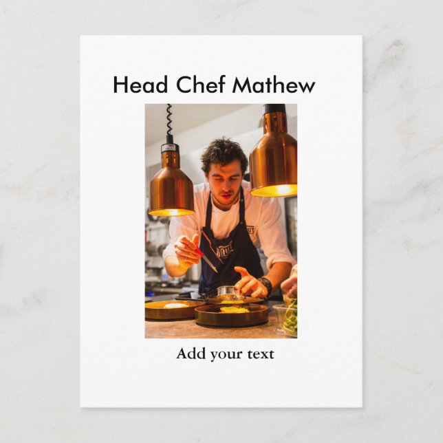 Postal Cocina del chef añada nombre de texto hombres pana (Anverso)