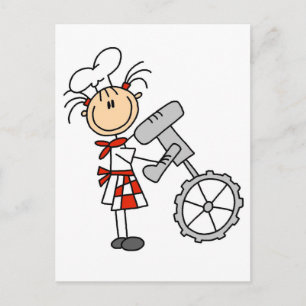 Postal Cocina Femenina con Camisetas de Mezcladora y Rega