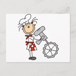 Postal Cocina Femenina con Camisetas de Mezcladora y Rega
