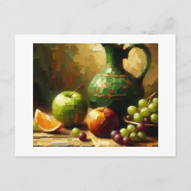 Postal Cocina, uvas y manzanas (Anverso)