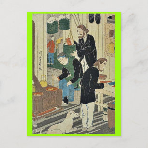 Postal Cocinando en casa del acuerdo por Utagawa,