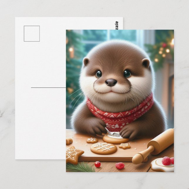 Postal Cocinas de Navidades de hornear Otter (Anverso / Reverso)