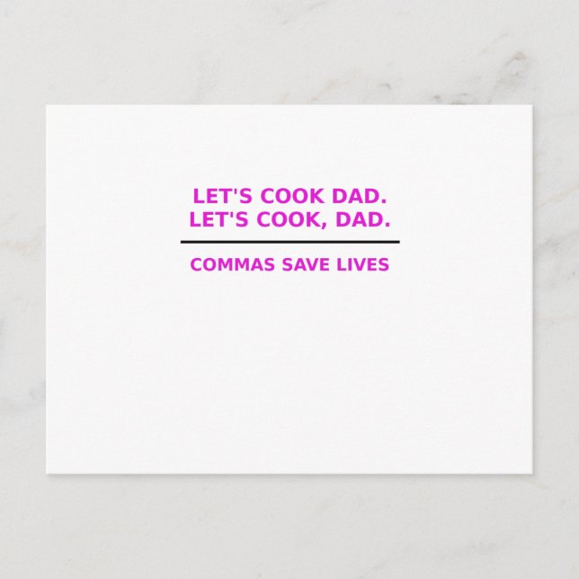 Postal Cocinemos a papá Commas salve vidas (Anverso)