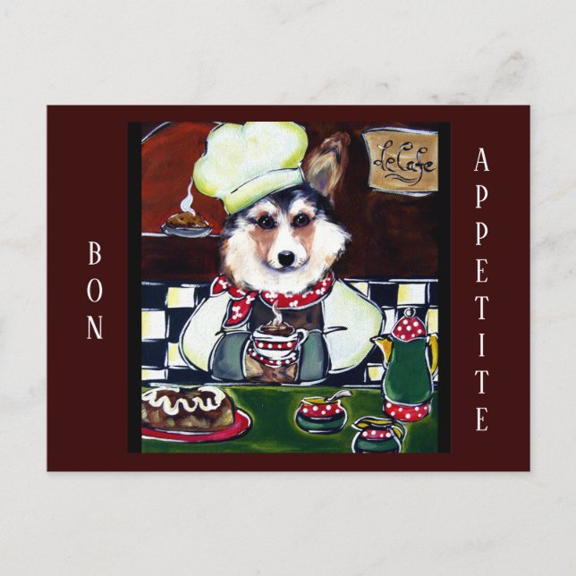 Postal Cocinero Corgi (Anverso)