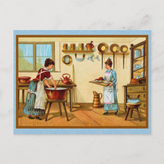 Postal Cocineros de época en la cocina