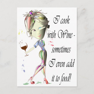 Postal Cocino con el vino, añado a veces al regalo