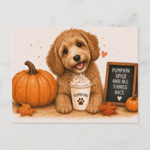 Postal Cockapoo Acogedor Especias de Calabaza Otoño Puppa