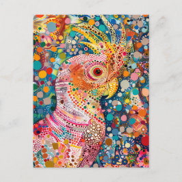 Postal Cockatoo rosa en estilo de arte de dot aborigen